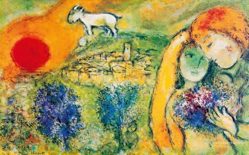 Amantes bajo el sol contemporáneo Marc Chagall Pinturas al óleo
